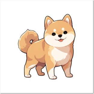 Cute Chibi Shiba Inu Waiting Posters and Art